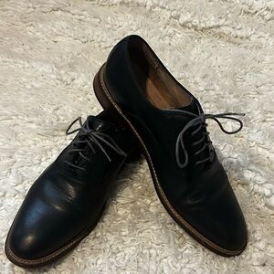50%offw❤️ Aston Grey Black Leather Lace Up Oxford Shoes Grenasien 10.5 EUC
